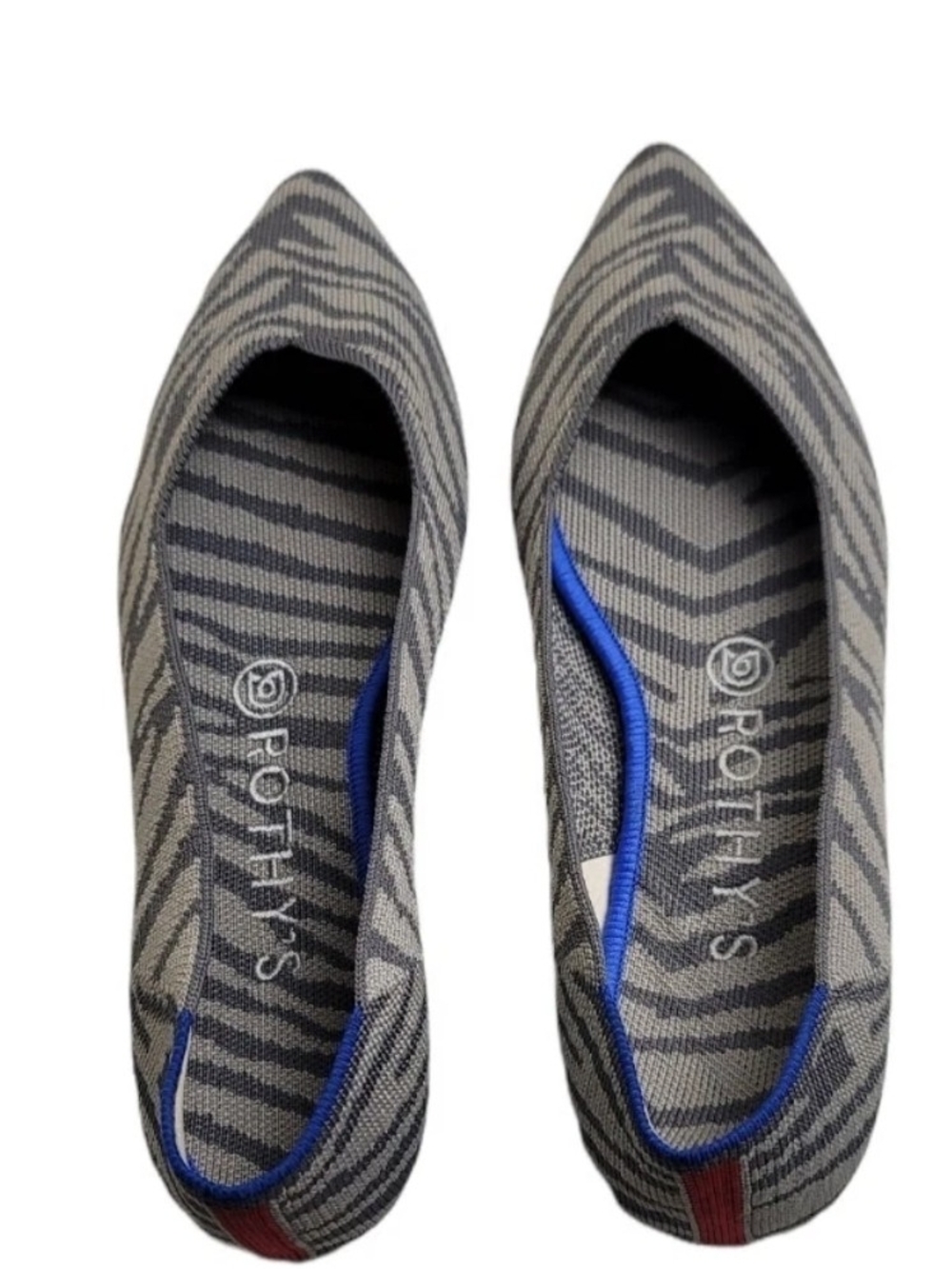 NWB Rothy's Gray Zebra-Print Pointed Flats 9.5
